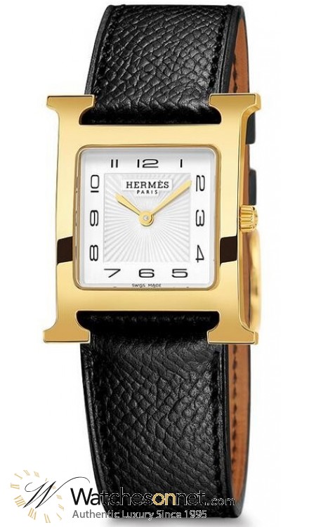 Hermes H Hour  Quartz Women's Watch, Gold Tone, White Dial, 036784WW00