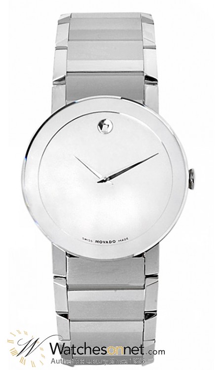 Movado Sapphire  Quartz Men's Watch, Stainless Steel, Silver Dial, 606093