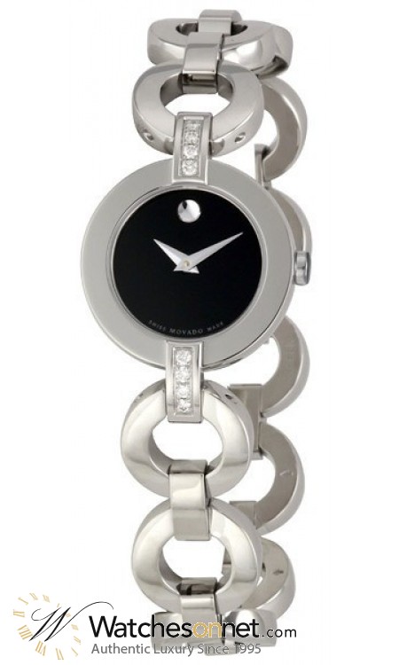 Movado Belamoda  Quartz Women's Watch, Stainless Steel, Black Dial, 606263