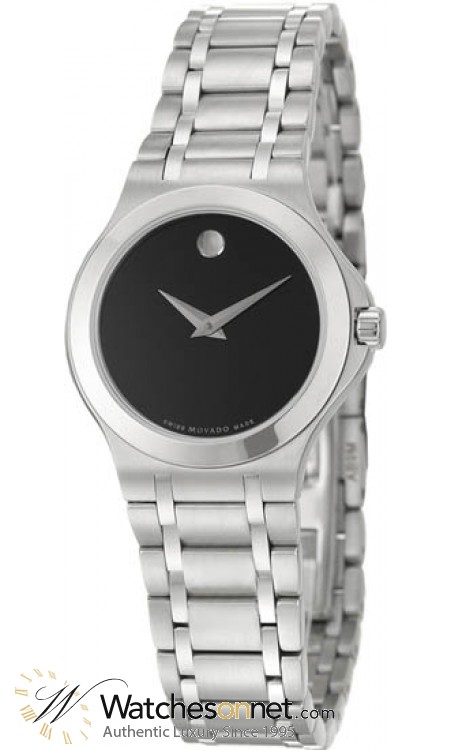 Movado Portfolio  Quartz Women's Watch, Stainless Steel, Black Dial, 606277