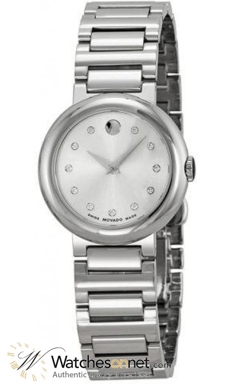 Movado Cerena  Quartz Women's Watch, Stainless Steel, Silver Dial, 606789