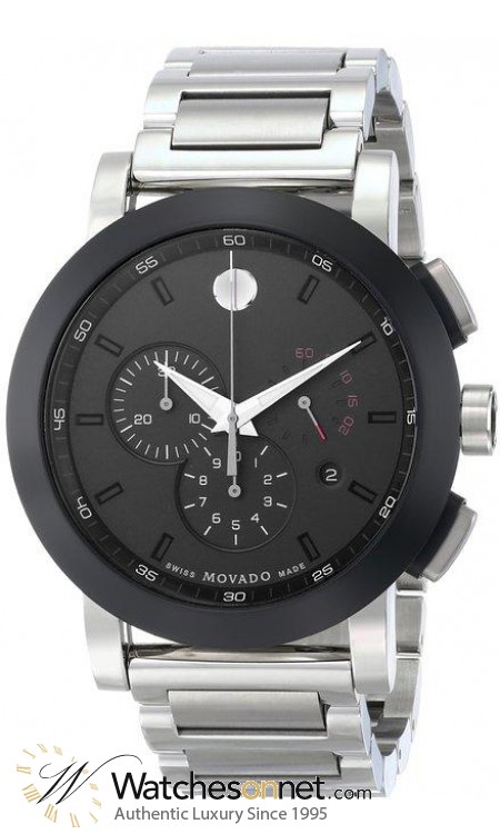 Movado Museum  Chronograph Quartz Men's Watch, Stainless Steel, Black Dial, 606792
