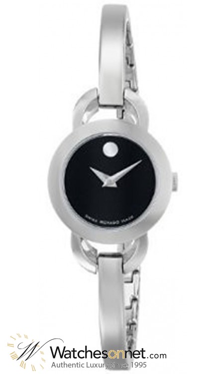 Movado Rondiro  Quartz Women's Watch, Stainless Steel, Black Dial, 606796