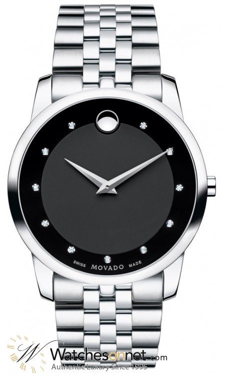 Movado Museum  Quartz Women's Watch, Stainless Steel, Black Dial, 606878