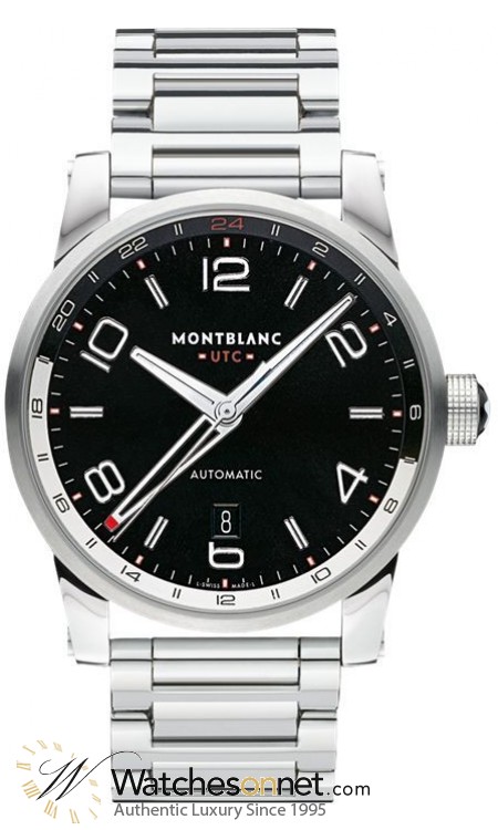 Montblanc Timewalker Voyager UTC  Automatic Men's Watch, Stainless Steel, Black Dial, 109135