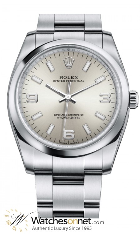Rolex Oyster Perpetual 34  Automatic Men's Watch, Stainless Steel, Silver Dial, 114200-SLV