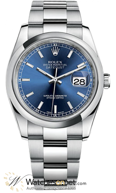 Rolex DateJust 36  Automatic Women's Watch, Stainless Steel, Blue Dial, 116200-BLU