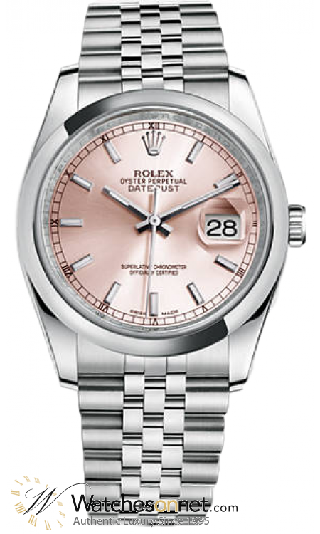 Rolex DateJust 36  Automatic Women's Watch, Stainless Steel, Pink Dial, 116200-PNK-J