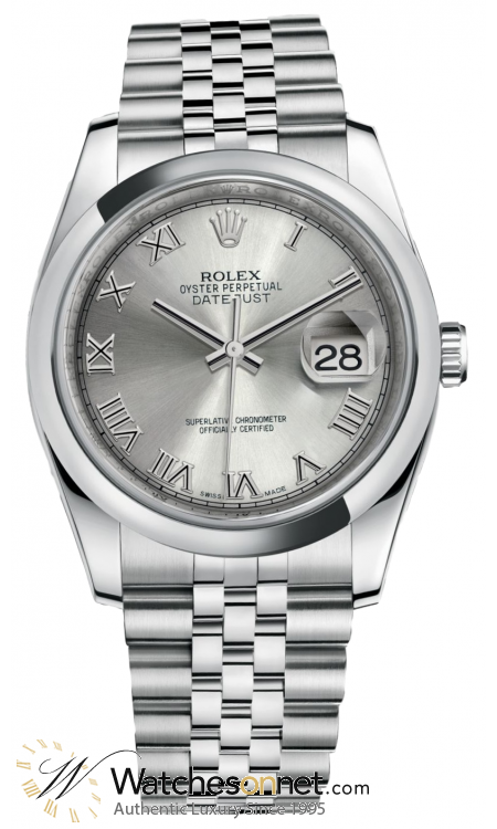 Rolex DateJust 36  Automatic Women's Watch, Stainless Steel, Rhodium Dial, 116200-RHODIUM-J