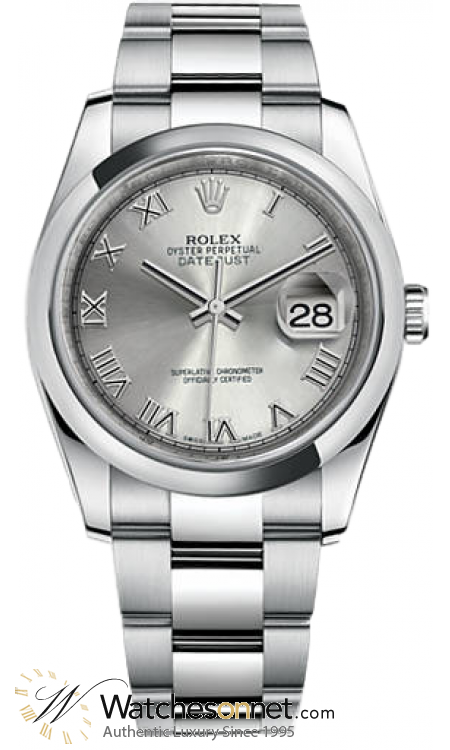 Rolex DateJust 36  Automatic Women's Watch, Stainless Steel, Rhodium Dial, 116200-RHODIUM