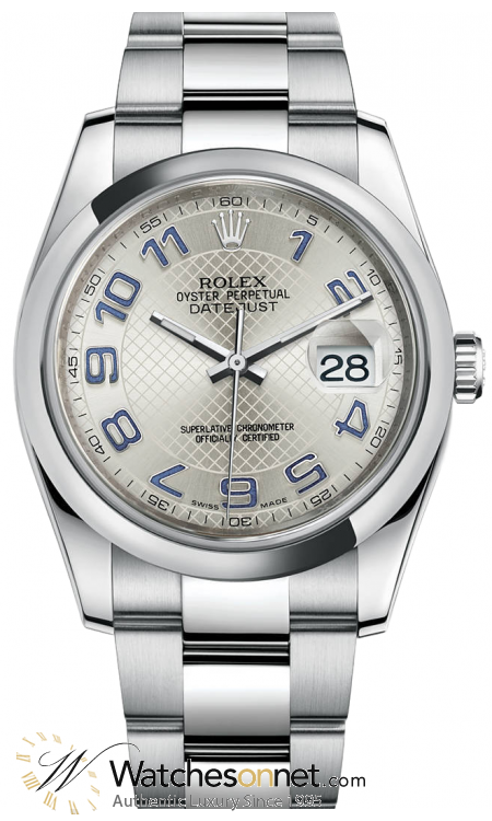Rolex DateJust 36  Automatic Women's Watch, Stainless Steel, Silver Dial, 116200-SLV-BLU