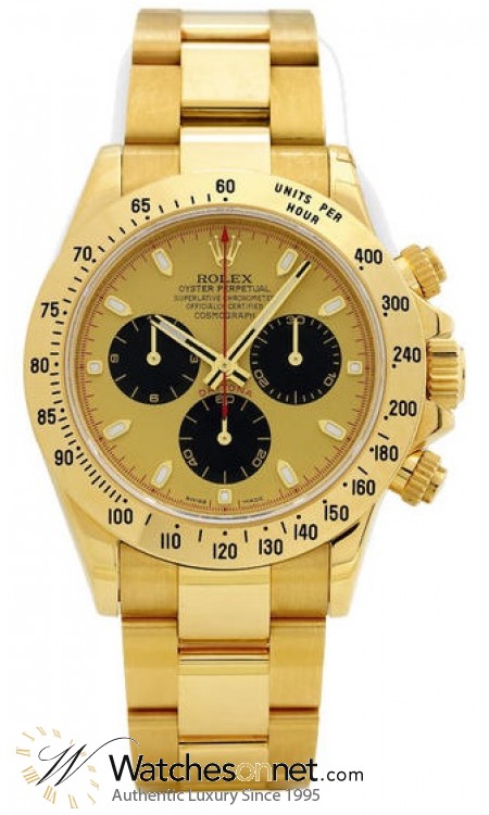 Rolex Cosmograph Daytona  Chronograph Automatic Men's Watch, 18K Yellow Gold, Champagne Dial, 116528-CHAMP-BLK