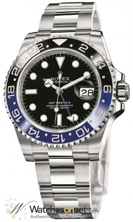 Rolex GMT-Master II  Automatic Men's Watch, Stainless Steel, Black Dial, 116710BLNR