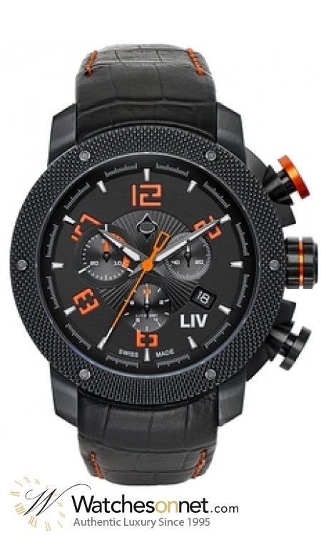 LIV Genesis X1  Chronograph Quartz Men's Watch, PVD Black Steel, Black Dial, 1210.45.10.A100