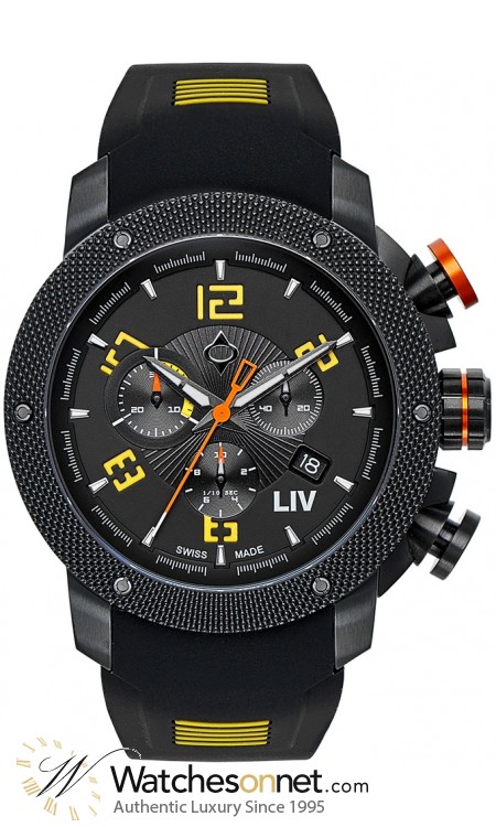 LIV Genesis X1  Chronograph Quartz Men's Watch, PVD Black Steel, Black Dial, 1210.45.13.SRB500