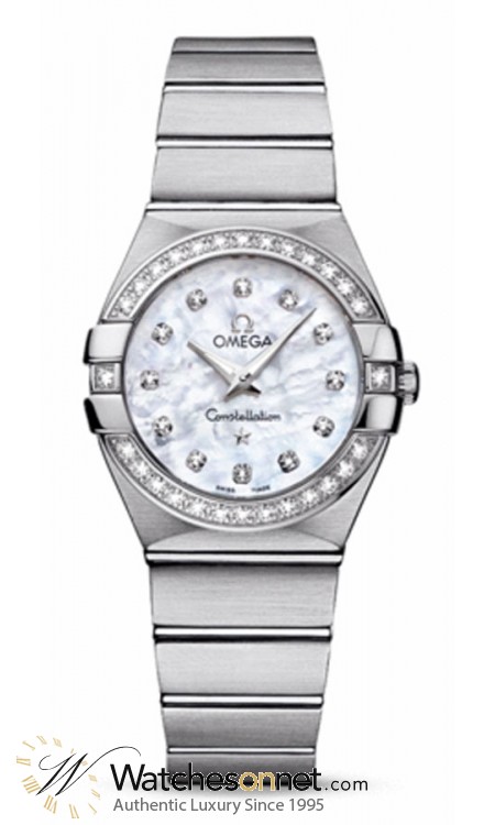 Omega Constellation  Quartz Women's Watch, Stainless Steel, Mother Of Pearl & Diamonds Dial, 123.15.27.60.55.001