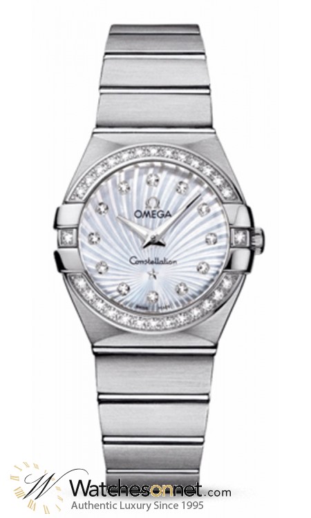 Omega Constellation  Quartz Women's Watch, Stainless Steel, Mother Of Pearl & Diamonds Dial, 123.15.27.60.55.002