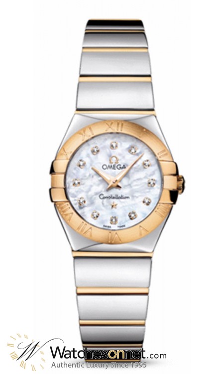 Omega Constellation  Quartz Small Women's Watch, 18K Yellow Gold, Mother Of Pearl & Diamonds Dial, 123.20.24.60.55.004