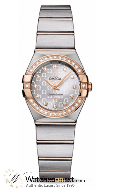 Omega Constellation  Quartz Small Women's Watch, 18K Rose Gold, Silver & Diamonds Dial, 123.25.24.60.52.001
