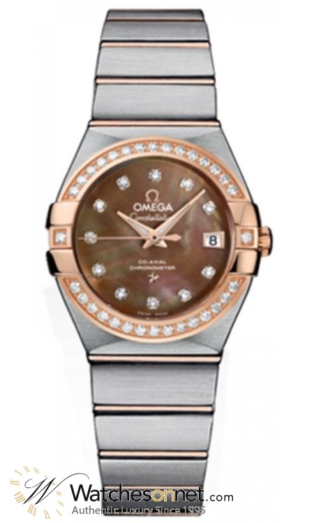 Omega Constellation  Automatic Women's Watch, 18K Rose Gold, Brown & Diamonds Dial, 123.25.27.20.57.001