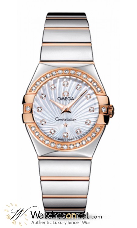 Omega Constellation  Quartz Women's Watch, 18K Rose Gold, Mother Of Pearl & Diamonds Dial, 123.25.27.60.55.006