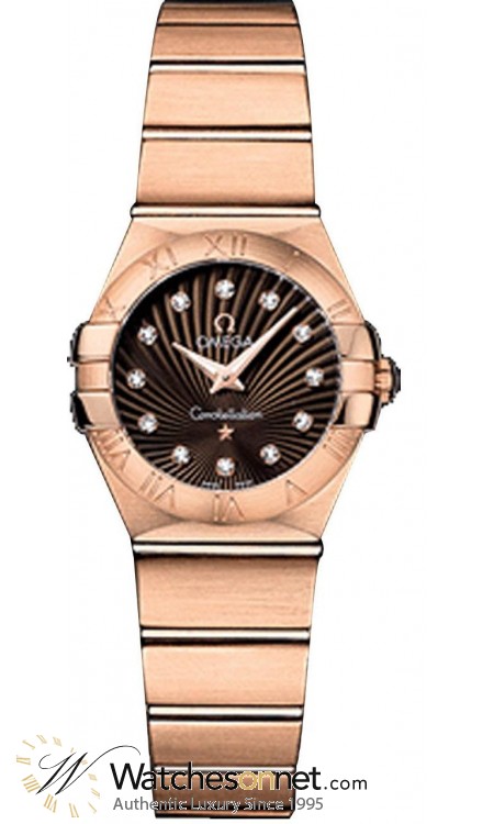Omega Constellation  Quartz Small Women's Watch, 18K Rose Gold, Brown & Diamonds Dial, 123.50.24.60.63.001