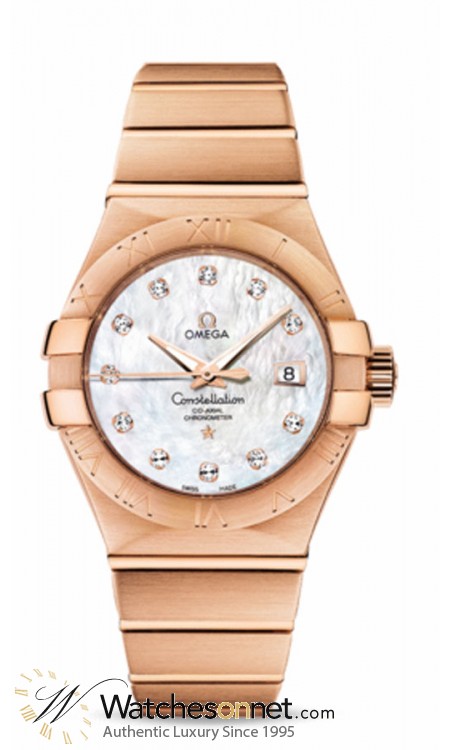 omega rose gold watch womens