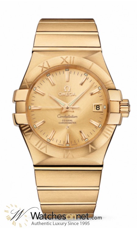 Omega Constellation  Automatic Men's Watch, 18K Yellow Gold, Champagne Dial, 123.50.35.20.08.001