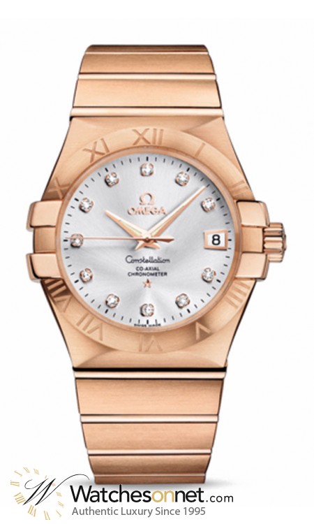 Omega Constellation  Automatic Men's Watch, 18K Rose Gold, Silver & Diamonds Dial, 123.50.35.20.52.001