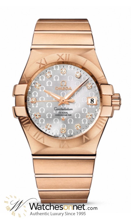 Omega Constellation  Automatic Men's Watch, 18K Rose Gold, Silver & Diamonds Dial, 123.50.35.20.52.003