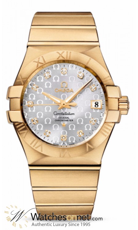 Omega Constellation  Automatic Men's Watch, 18K Yellow Gold, Silver & Diamonds Dial, 123.50.35.20.52.004