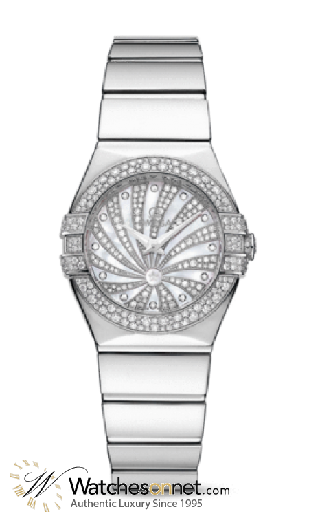 Omega Constellation  Quartz Small Women's Watch, 18K White Gold, Diamond Pave Dial, 123.55.24.60.55.014