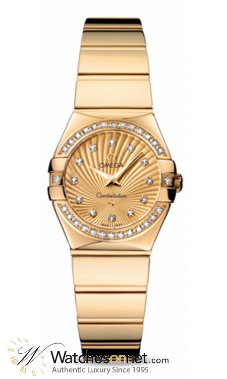 Omega Constellation  Quartz Women's Watch, 18K Yellow Gold, Champagne & Diamonds Dial, 123.55.24.60.58.002