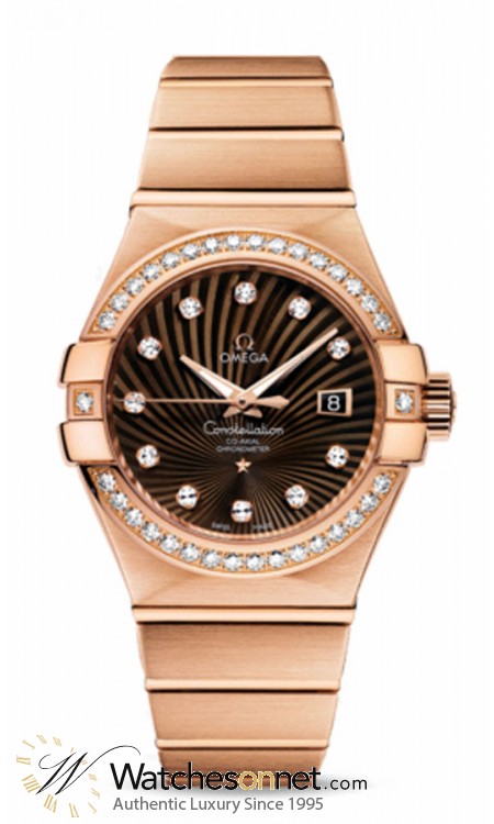 Omega Constellation  Automatic Women's Watch, 18K Rose Gold, Brown & Diamonds Dial, 123.55.31.20.63.001