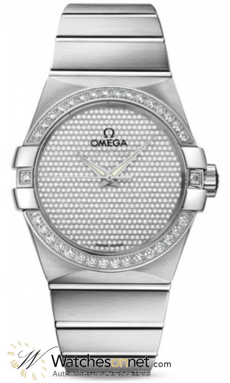 Omega Constellation  Automatic Men's Watch, 18K White Gold, Diamond Pave Dial, 123.55.38.20.99.001