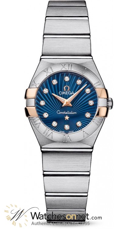 Omega Constellation  Quartz Small Women's Watch, Steel & 18K Rose Gold, Blue Dial, 123.20.24.60.53.002