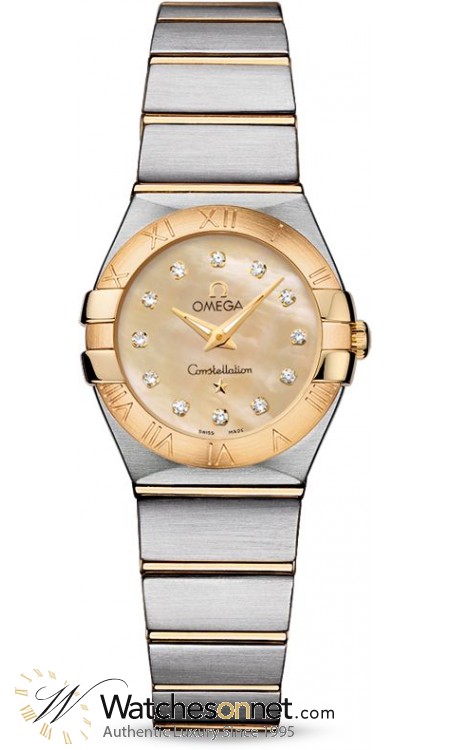 Omega Constellation  Quartz Women's Watch, Steel & 18K Yellow Gold, Gold Dial, 123.20.24.60.57.001