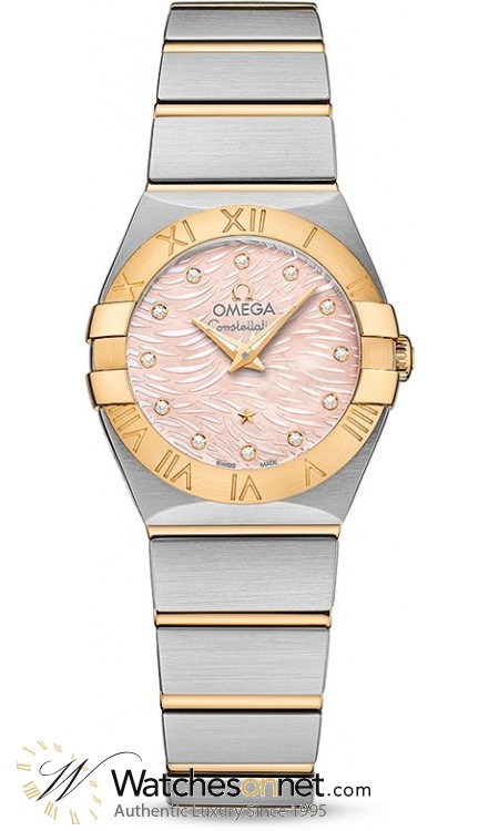 Omega Constellation  Quartz Women's Watch, Steel & 18K Yellow Gold, Pink Dial, 123.20.24.60.57.004