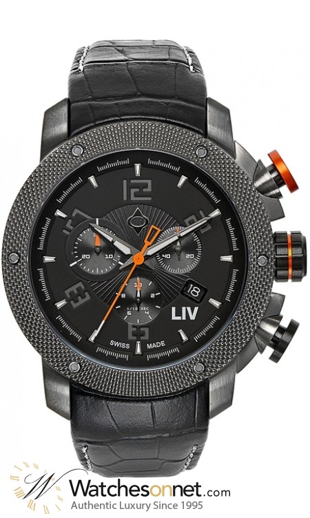LIV Genesis X1  Chronograph Quartz Men's Watch, Stainless Steel Gray IP, Black Dial, 1240.45.11.A500