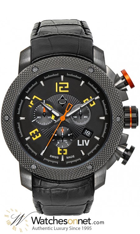 LIV Genesis X1  Chronograph Quartz Men's Watch, Stainless Steel Gray IP, Black Dial, 1240.45.13.A200