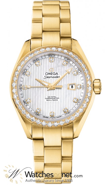Omega Aqua Terra  Automatic Women's Watch, 18K Yellow Gold, Mother Of Pearl & Diamonds Dial, 231.55.34.20.55.001