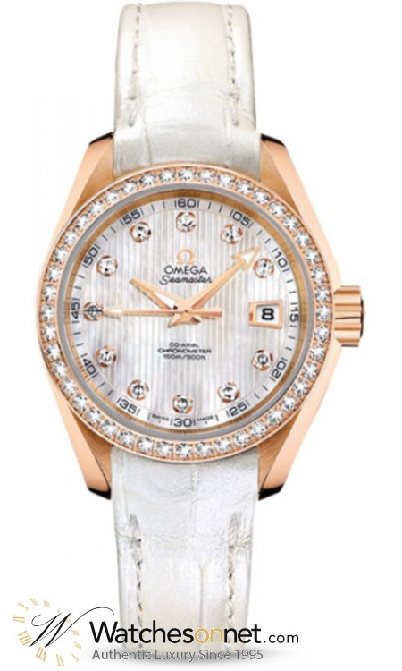 Omega Aqua Terra  Automatic Women's Watch, 18K Rose Gold, Mother Of Pearl & Diamonds Dial, 231.58.30.20.55.001