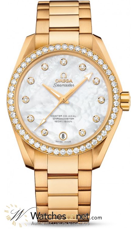 Omega Seamaster  Automatic Women's Watch, 18K Yellow Gold, Mother Of Pearl & Diamonds Dial, 231.55.39.21.55.002