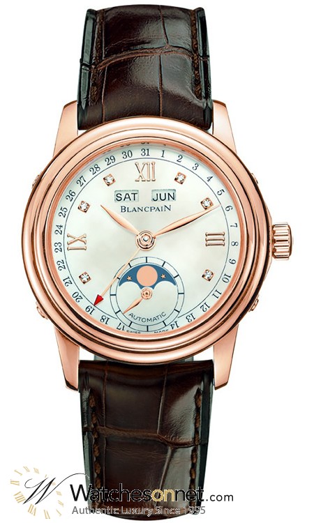 Blancpain Leman  Automatic Women's Watch, 18K Rose Gold, Mother Of Pearl & Diamonds Dial, 2360-3691A-55