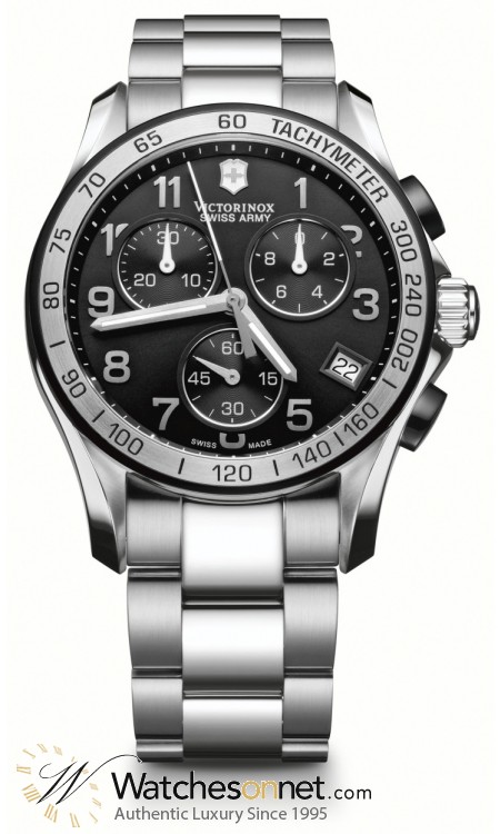 Victorinox Swiss Army Chrono Classic  Chronograph Quartz Men's Watch, Stainless Steel, Black Dial, 241403