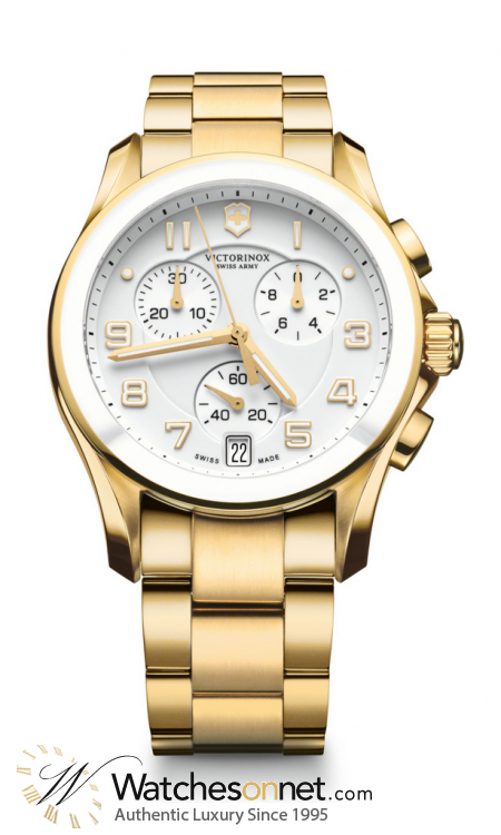 Victorinox Swiss Army Chrono Classic  Chronograph Quartz Men's Watch, Gold Tone, Silver Dial, 241537