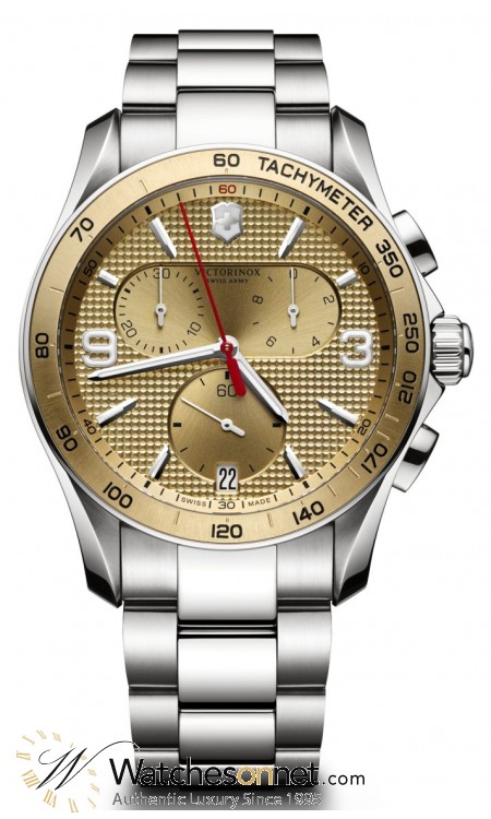 Victorinox Swiss Army Classic  Chronograph Quartz Men's Watch, Stainless Steel, Gold Dial, 241658