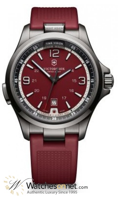 Victorinox Swiss Army Night Vision  Quartz Men's Watch, Stainless Steel, Red Dial, 241717