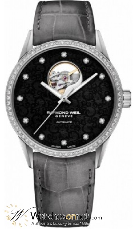 Raymond Weil Freelancer  Automatic Women's Watch, Stainless Steel, Black & Diamonds Dial, 2750-SLS-20081