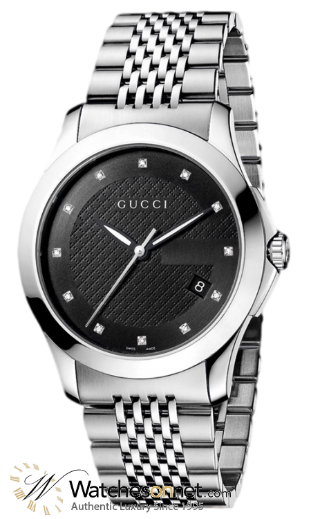 Gucci G-Timeless  Quartz Men's Watch, Stainless Steel, Black Dial, YA126405